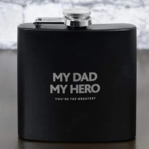 Image of Hero Black Finish Rectangular Hipflask - My Dad