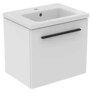 Image of Ideal Standard I.life S 50Cm Matt White 1 Drawer Vanity Unit, 51Cm Vanity Basin And Black Handle Pack