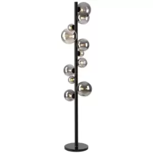Image of Luminosa Marshall Floor Lamp, 11 Light G9, Satin Black, Smoke Plated Glass