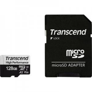 Image of Transcend Premium 330S microSDXC card 128GB Class 10, UHS-I, UHS-Class 3, v30 Video Speed Class A2 rating, incl. SD adapter