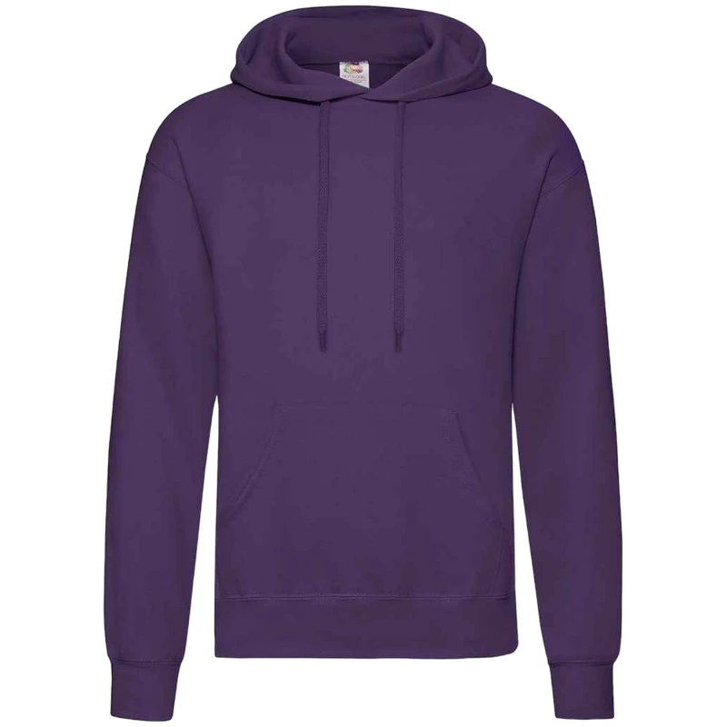 Image of Fruit Of The Loom Fruit of the Loom Men Classic Hooded Sweatshirt in Purple Size: Small Purple S Male 5063470626403
