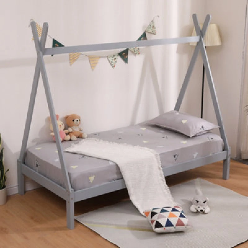 Image of Slumberworx Harry Kids Wooden Teepee Tent Single Bed Frame (grey), Grey 5.05574E+12