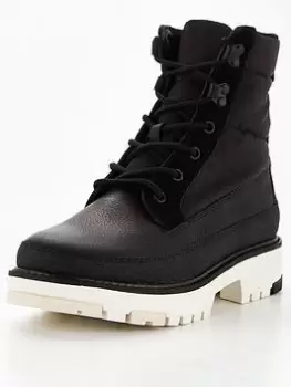 Image of Levis Solvi Leather Quilted Boot - Black, Size 3, Women