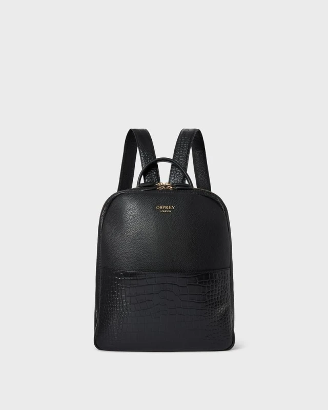 Image of OSPREY LONDON Womens The Kellie Leather Backpack in Black Female