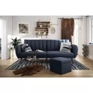 Image of Brittany Click Clack Split Back Sofa Bed Ribbed Linen Navy Blue By Novogratz