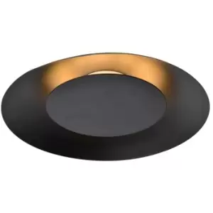Image of Lucide FOSKAL - Flush Ceiling Light - Ø34.5cm- LED - 1x12W 2700K - Black