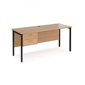 Image of Maestro 25 H-Frame Home Office Desk with 2 Drawer Pedestal 600mm Walnut