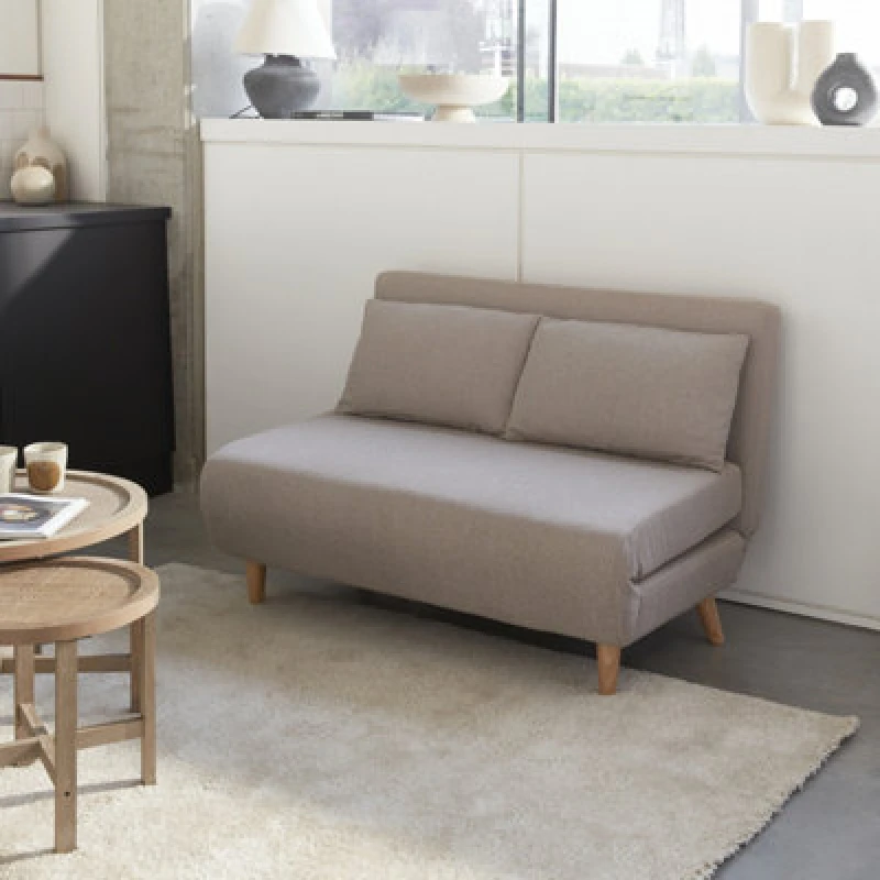 Image of sweeek 2-seater Scandi-style Folding Sofa Bed Beige