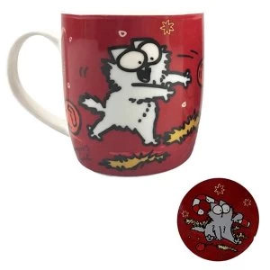 Image of Simon & Cat Christmas Porcelain Mug & Coaster Set
