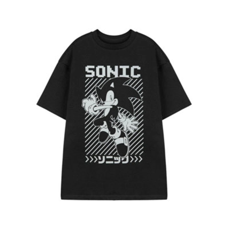 Image of Sonic the Hedgehog Sonic the Hedgehog Men Short Sleeved T-Shirt in Black Size: large Black L Male 5056210119082