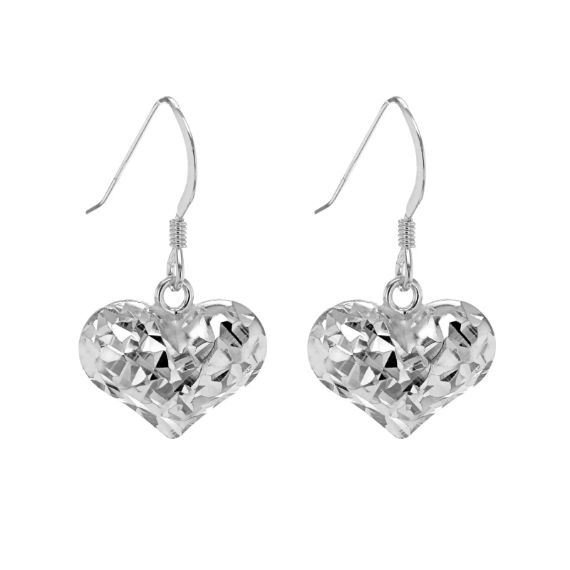Image of Be You Sterling Silver Faceted Heart Drop Earrings Silver female One Size