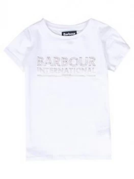 Image of Barbour International Girls Knockhill Metallic Logo T-Shirt - White