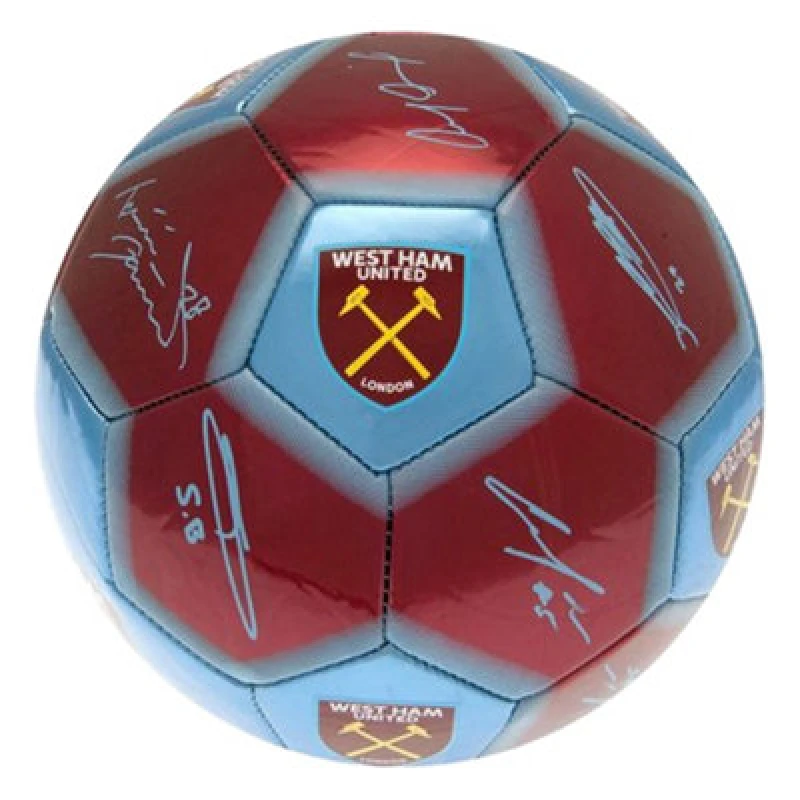 Image of West Ham United Fc Printed Signature Mini Football Claret/sky Blue/yellow (1)