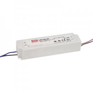 Image of Mean Well LPV-60-12 LED transformer Constant voltage 60 W 0 - 5 A 12 V DC not dimmable, Surge protection