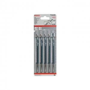 Image of Bosch T 344 D Jigsaw Blades 1 x Pack of 5 Speed Wood
