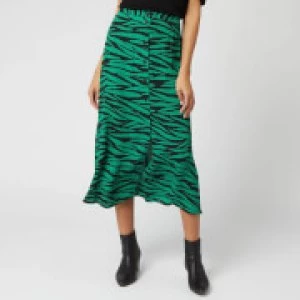 Image of Whistles Womens Tiger Print Button Through Skirt - Green/Multi - UK 6