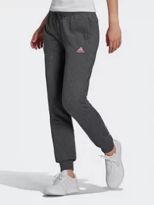 Image of adidas Essentials French Terry Logo Joggers, Grey/Pink, Size 2XL, Women