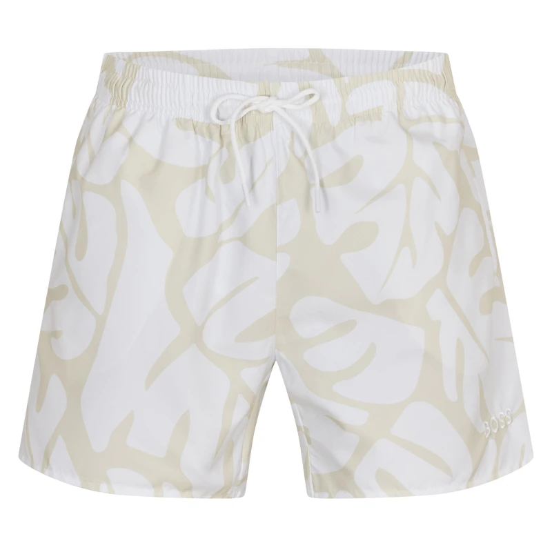 Image of Boss Mens Turtle Swim Shorts Open White male S