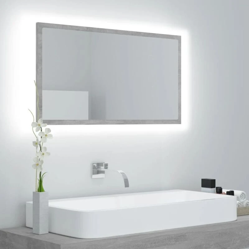 Image of VIDAXL LED Bathroom Mirror Concrete Grey 80x8.5x37cm Acrylic Vidaxl 8720286221136