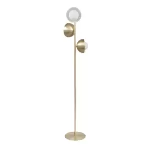 Image of Vandalia 3-Bulb Orb Glass Dome Floor Lamp Brass/White