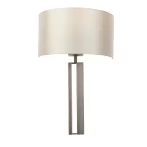 Image of Brushed Bronze Slotted Wall Light Fitting & Mink Satin Half Shade - Dimmable