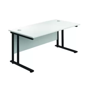 Image of Jemini Rectangular Double Upright Cantilever Desk 1200x800x730mm White/Black KF823063