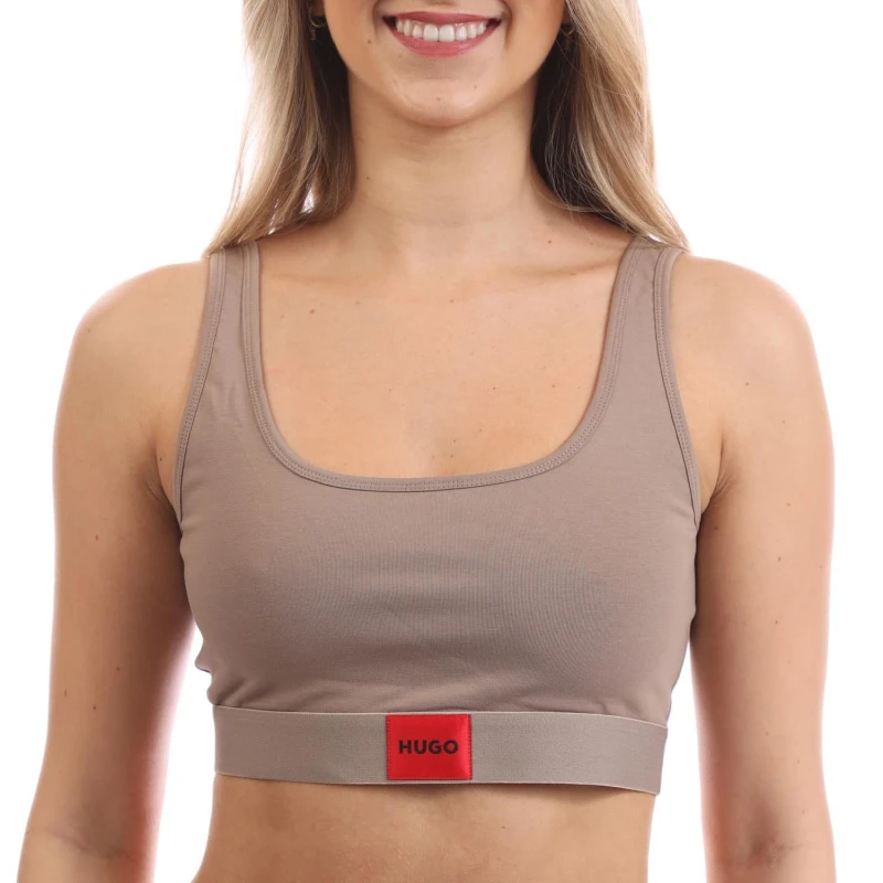 Image of Hugo Red Logo Label Bralette Brown female S