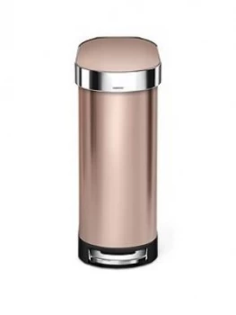 Image of Simplehuman Slim 45-Litre Stainless Steel Pedal Bin ; Rose Gold