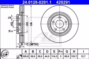 Image of ATE Brake disc RENAULT,NISSAN 24.0128-0291.1 402064CE0A,402064CE0A Brake rotor,Brake discs,Brake rotors