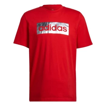 Image of adidas Foil Box Logo T-Shirt Mens - Vivid Red / Silver Metallic