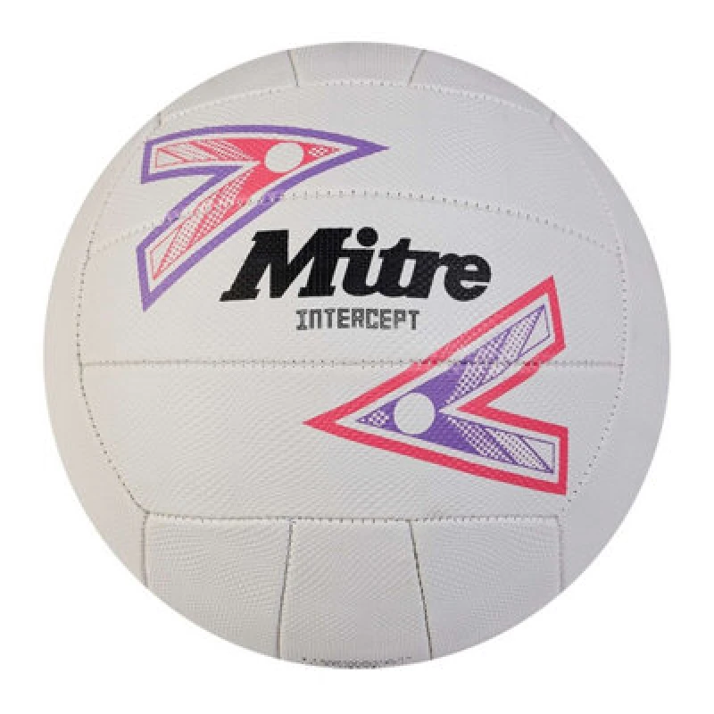 Image of Mitre Intercept Netball White/purple/pink (5)