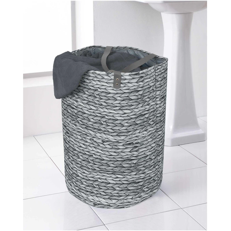 Image of Country Club Country Club Folding Laundry Bag with Leather Effect Handles - Grey Grey One Size Unisex 5023674205477