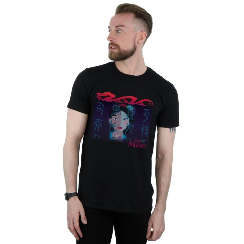 Image of Disney Men Mulan Geisha Face T-Shirt in Black Size: Small Black S Male 5059308856012
