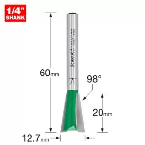 Image of Trend CRAFTPRO Large Dovetail Router Cutter 12.7mm 20mm 1/4"