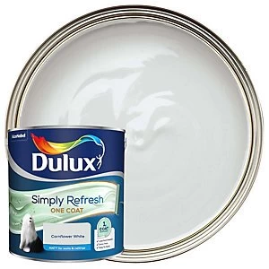 Image of Dulux Simply Refresh One Coat Cornflower White Matt Emulsion Paint 2.5L