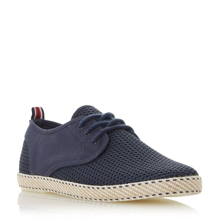 Image of Dune Navy 'Flask' Mesh Lace Up Espadrille Shoes - 6