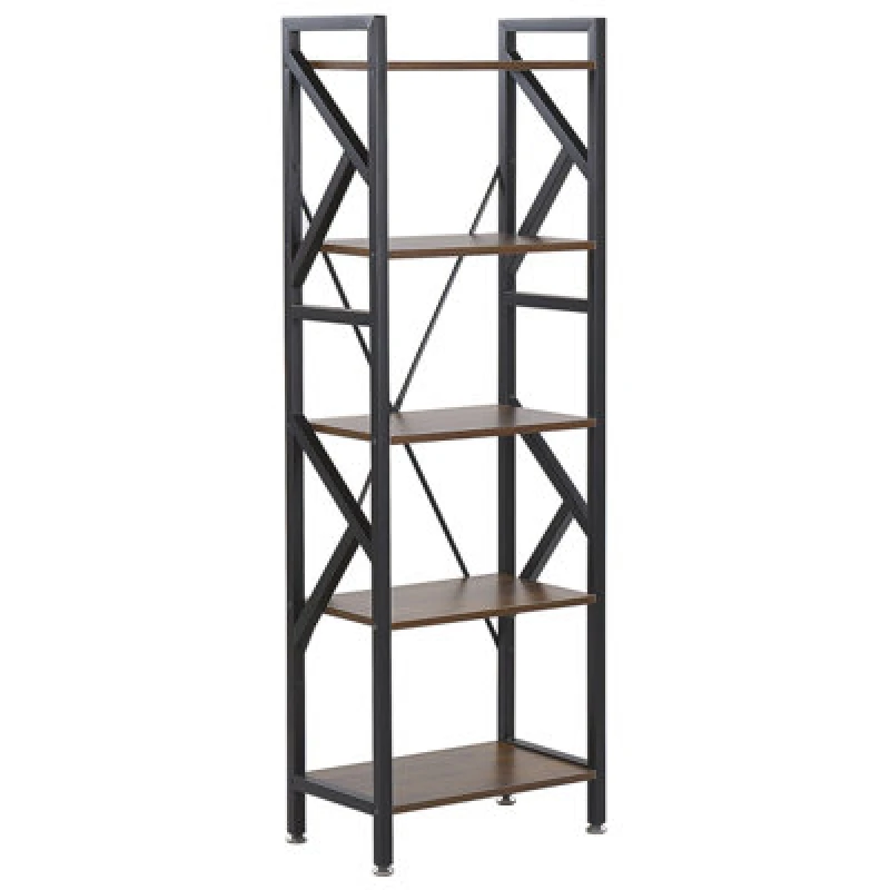 Image of Beliani 5 Tier Shelving Unit Dale 150 Cm Dark Brown