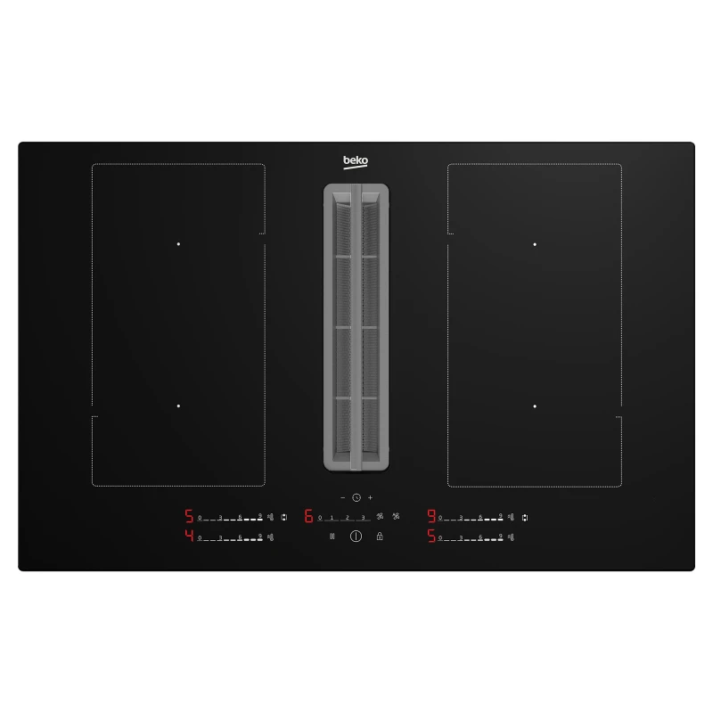 Image of Beko HIXI84700UP Venting Induction Hob - Black Glass - For Ducted/Recirculating Ventilation