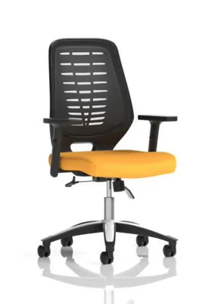 Image of Relay Relay Task Operator Chair Bespoke Colour Black Back Senna Yellow With Height Adjustable Arms KCUP2069
