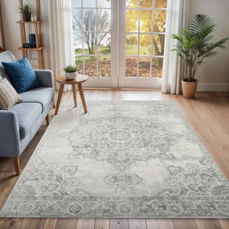 Image of Livabliss Vintage Oriental Boho Cream Lola Area Rug 200 X 290 Cm - Easy Care, Non Shedding, Ideal For Living Room & Bedroom