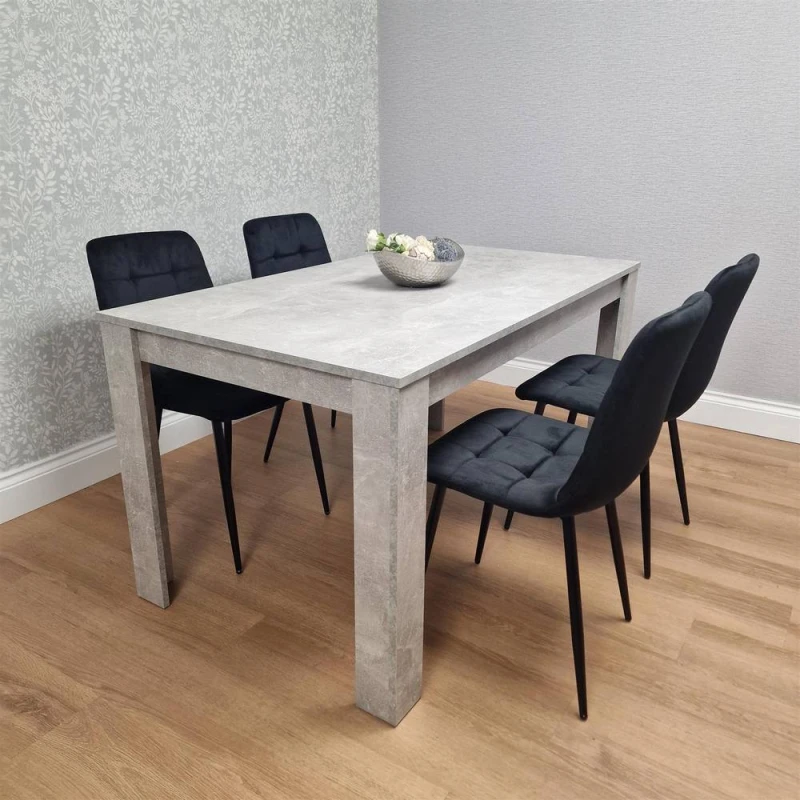 Image of KOSY KOALA Modern Dining Table Set with 4 Velvet Chairs Dining Room Furniture in Grey Grey Unisex