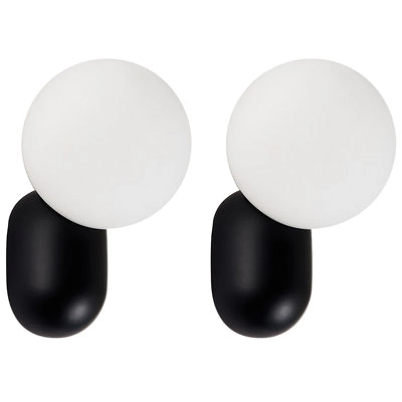 Image of Beliani Set Of 2 Wall Lamps Helme Black