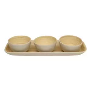 Image of Natural Interiors Bamboo Set Of 3 Serving Bowls On Tray