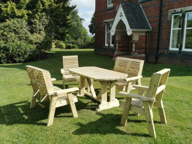 Image of Churnet Valley Garden Furniture Ltd Ergo 6 Seater Dining Table - L179.5 X W90 X H78cm - Minimal Assembly Required