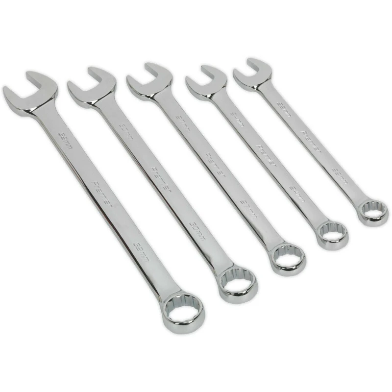Image of Loops 5pc LARGE Combination Spanner Set - 22mm to 32mm - 12 Point Ring & Open Wrench Multi