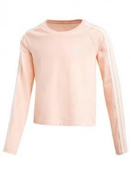 Image of Adidas Originals 3-Stripes Crop Long Sleeve - Coral
