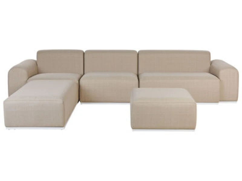 Image of Beliani Garden Sofa With Ottoman 7 Seater Battifollo Modular Beige