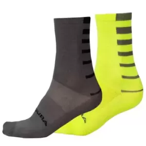 Image of Endura Coolmax Stripe Socks Twin Pack - Yellow