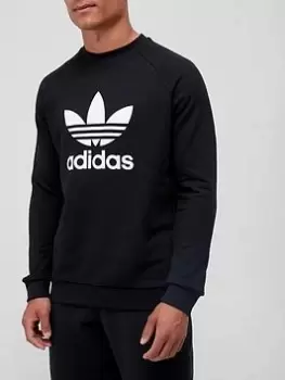 Image of adidas Originals Trefoil Crew Sweat Top - Black/White, Size S, Men