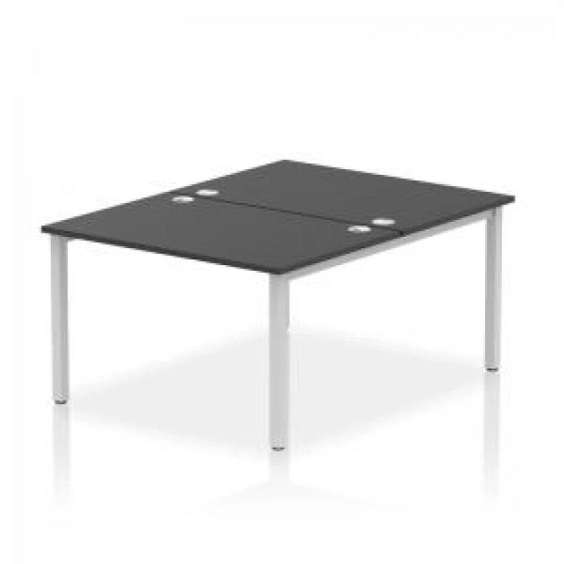 Image of Impulse Impulse Bench B2B 2 Person 1200 Silver Frame Office Bench Desk Black IMB2P12BLKS